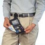 This wallet slides onto your belt and tucks inside your pants