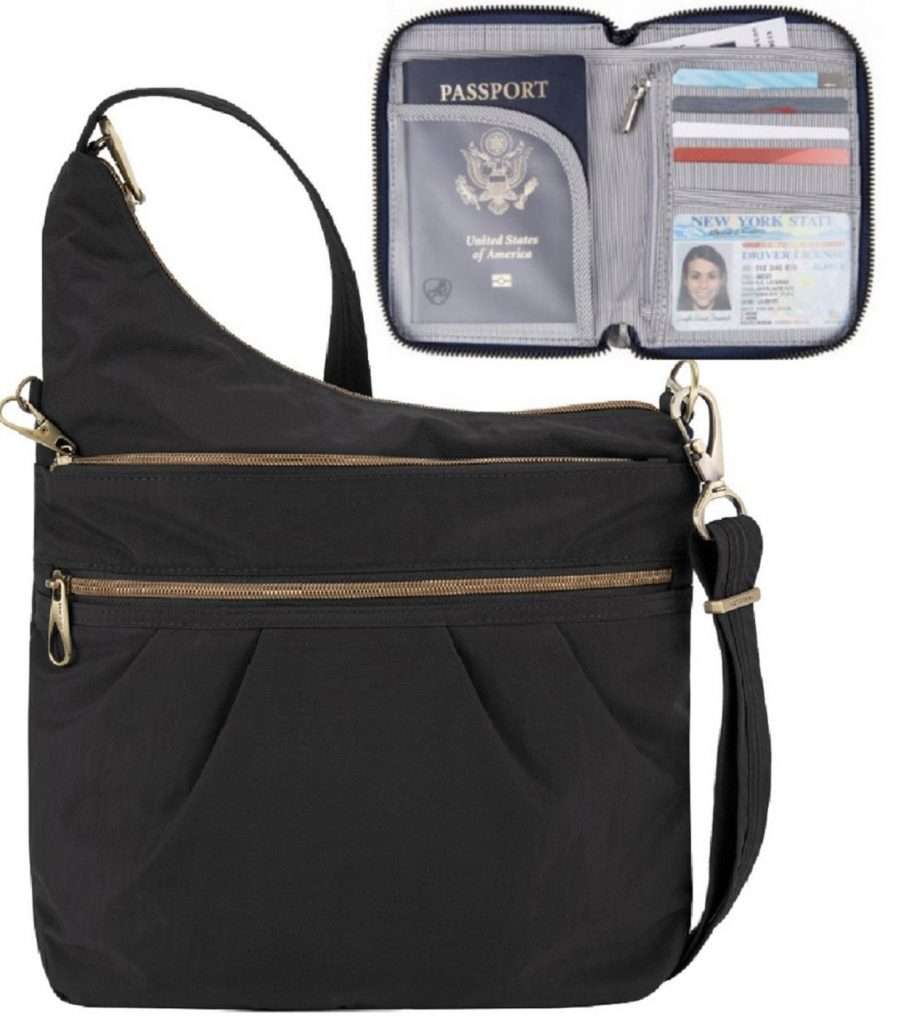 3 compartment bag with passport wallet , Anti-Theft Crossbody Handbags for Travel