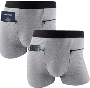 Underwear with zipper pockets